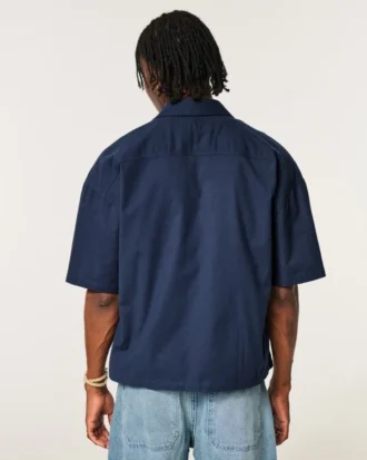 Camisa Oxford de manga curta super larga