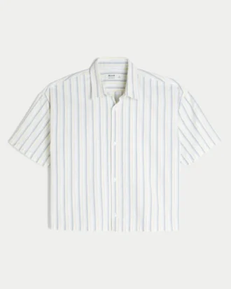 Camisa Oxford de manga curta super larga