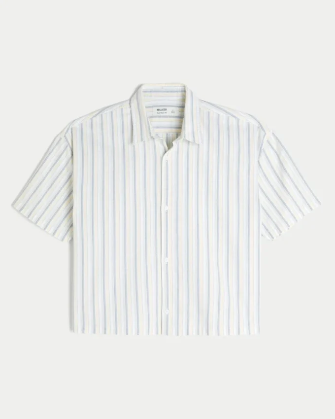 Camisa Oxford de manga curta super larga