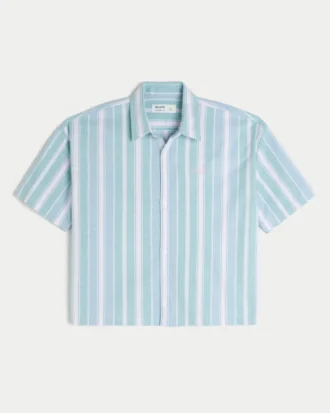 Camisa Oxford de manga curta super larga