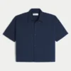 Camisa Oxford de manga curta super larga