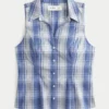 Camisa sem mangas com botões