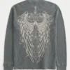Camisa térmica com estampa de rosa e asas de anjo