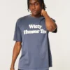 Camiseta boxy com estampa humorística
