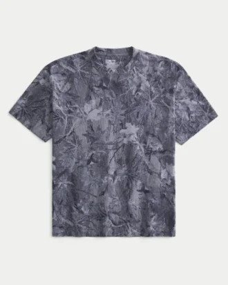 Camiseta boxy pesada com estampa camuflada
