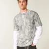 Camiseta boxy pesada com estampa camuflada