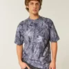 Camiseta boxy pesada com estampa camuflada