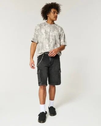 Camiseta boxy pesada com estampa camuflada