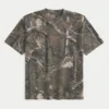 Camiseta boxy pesada com estampa camuflada
