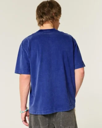 Camiseta boxy pesada com gola redonda lavada