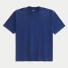 Camiseta boxy pesada com gola redonda lavada