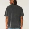 Camiseta boxy pesada com gola redonda lavada