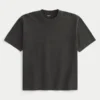 Camiseta boxy pesada com gola redonda lavada