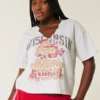 Camiseta com estampa Easy Wisconsin Badgers e decote em V