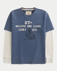 Camiseta com logótipo de surf em camadas e mangas compridas