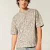 Camiseta curta e larga com estampa de leopardo