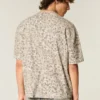 Camiseta curta e larga com estampa de leopardo