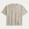 Camiseta curta e larga com estampa de leopardo
