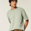 Camiseta curta e larga de malha pesada