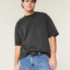 Camiseta curta e larga de malha pesada