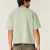 Camiseta curta e larga de malha pesada