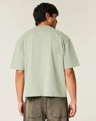 Camiseta curta e larga de malha pesada