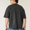 Camiseta curta e larga de malha pesada