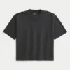 Camiseta curta e larga de malha pesada