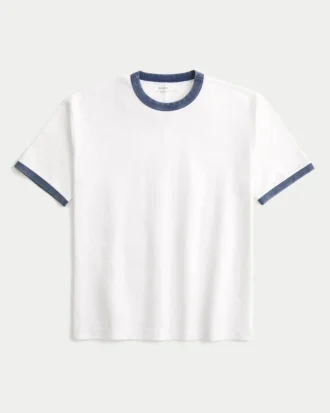 Camiseta de algodão pesado com corte reto