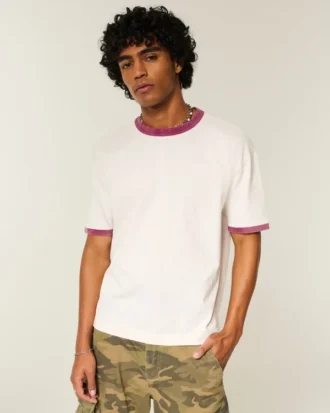 Camiseta de algodão pesado com corte reto