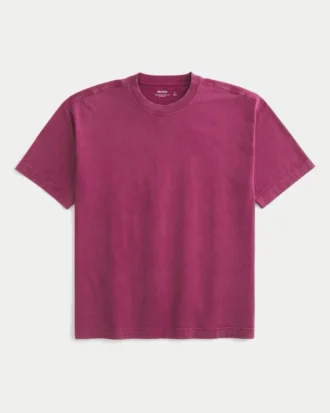 Camiseta de algodão pesado com corte reto