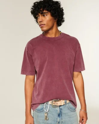 Camiseta de algodão pesado com corte reto