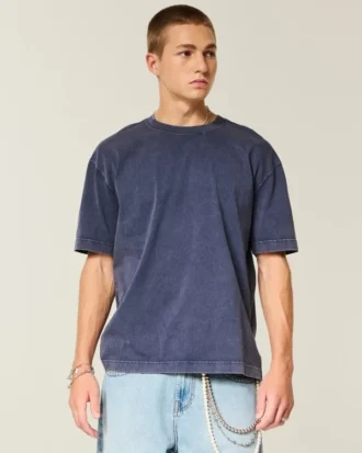 Camiseta de algodão pesado com corte reto