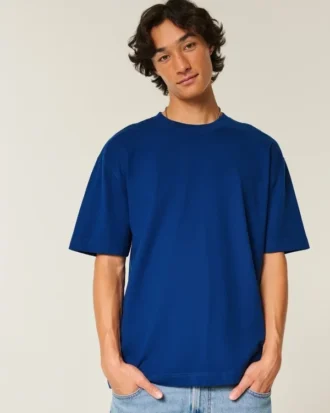Camiseta de algodão pesado com corte reto