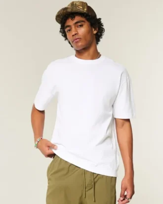 Camiseta de algodão pesado com corte reto