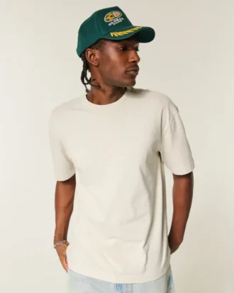 Camiseta de algodão pesado com corte reto