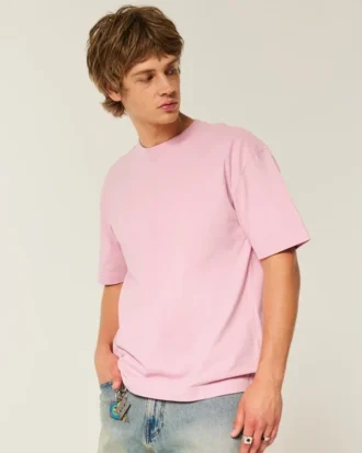 Camiseta de algodão pesado com corte reto