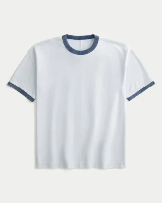 Camiseta de algodão pesado com corte reto
