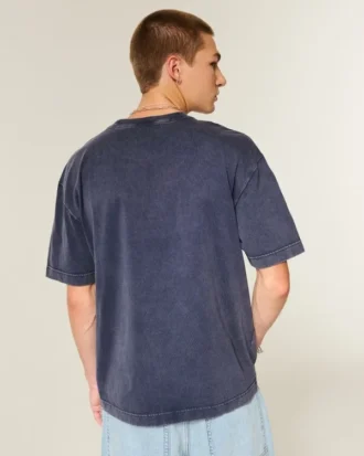 Camiseta de algodão pesado com corte reto