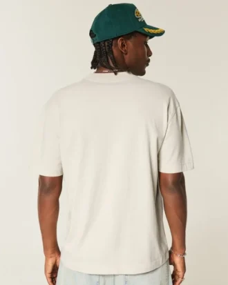 Camiseta de algodão pesado com corte reto