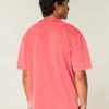 Camiseta de algodão pesado lavado com gola redonda