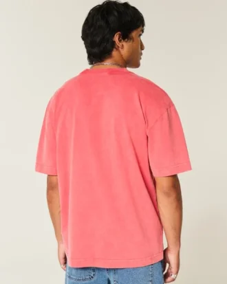 Camiseta de algodão pesado lavado com gola redonda