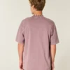 Camiseta de algodão pesado lavado com gola redonda