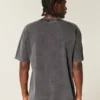 Camiseta de algodão pesado lavado com gola redonda