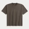 Camiseta de algodão pesado lavado com gola redonda