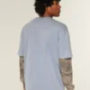 Camiseta de algodão pesado lavado com gola redonda