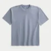 Camiseta de algodão pesado lavado com gola redonda