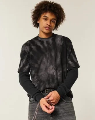 Camiseta de algodão tie-dye pesada e quadrada
