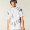 Camiseta de algodão tie-dye pesada e quadrada