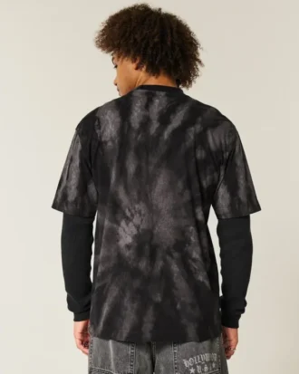 Camiseta de algodão tie-dye pesada e quadrada
